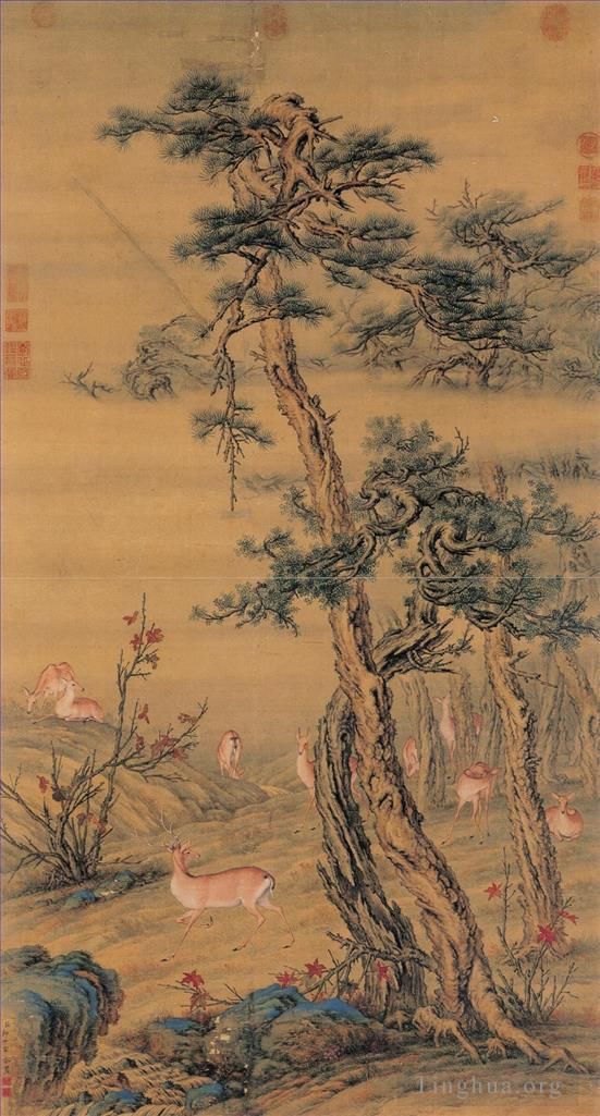 Giuseppe Castiglione Chinese Painting - Deer in autumn