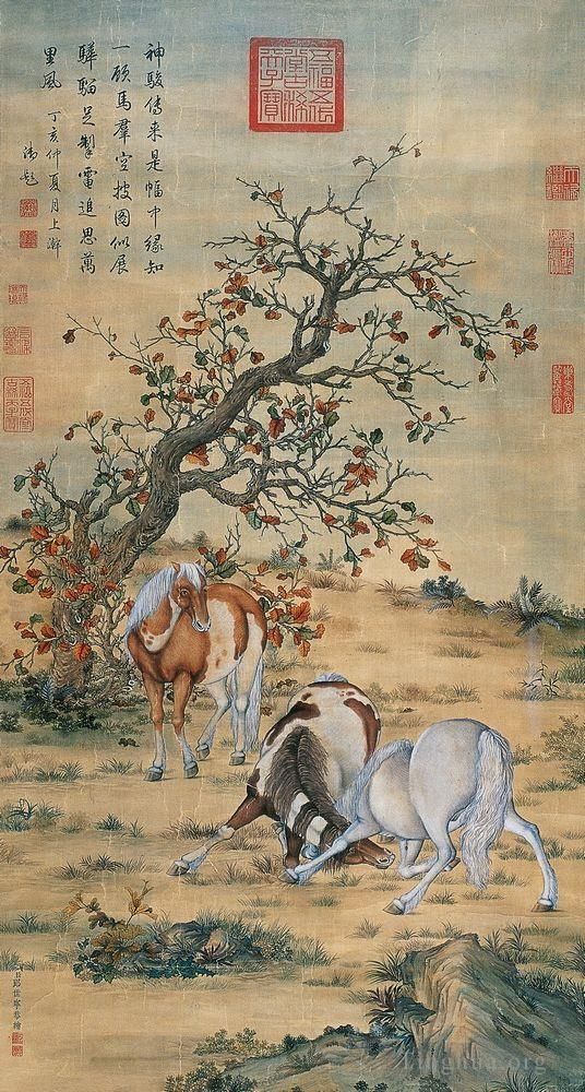 Giuseppe Castiglione Chinese Painting - Great horses