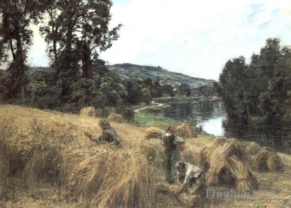 Leon Augustin L'hermitte Oil Painting - La Moisson pres de la Marne