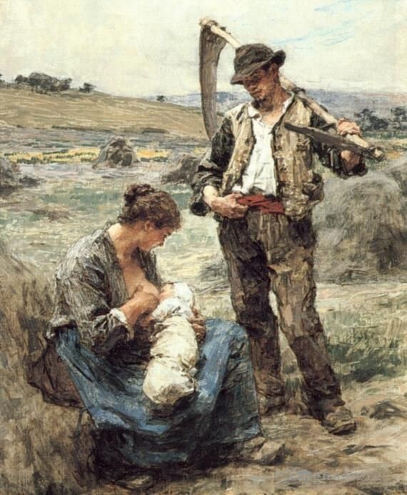 Leon Augustin L'hermitte Oil Painting - Maternite ou LHeureuse Famille