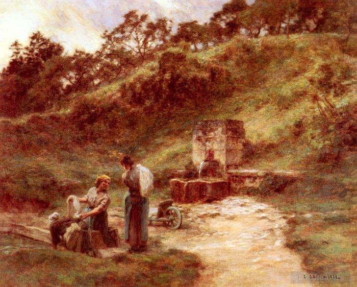 Leon Augustin L'hermitte Oil Painting - Pres De La Fontaine