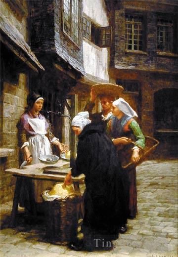 Leon Augustin L'hermitte Oil Painting - The Butter Market