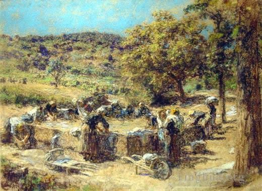 Leon Augustin L'hermitte Oil Painting - Washday