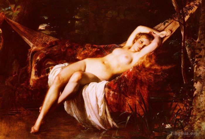 Leon-Jean-Bazille Perrault Oil Painting - La Baigneuse nude