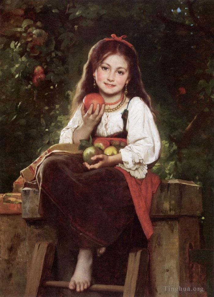 Leon-Jean-Bazille Perrault Oil Painting - The Apple Picker
