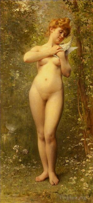 Artist Leon-Jean-Bazille Perrault's Work - Venus A La Colombe nude