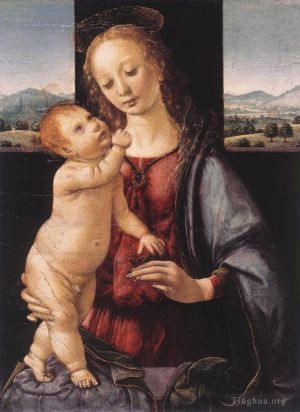 Artist Leonardo da Vinci's Work - Madonna and Child with a Pomegranate