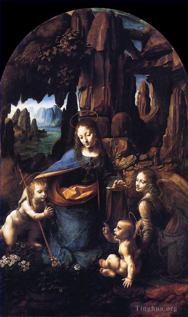 Leonardo da Vinci Oil Painting - The Virgin of the Rocks 1491