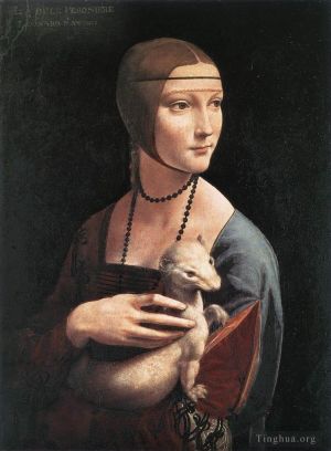 Artist Leonardo da Vinci's Work - Portrait of Cecilia Gallerani (Lady with an Ermine)