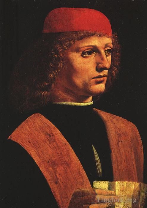 Leonardo da Vinci Oil Painting - Portrait of a musician