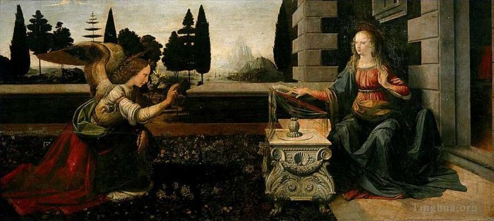 Leonardo da Vinci Oil Painting - The Annunciation