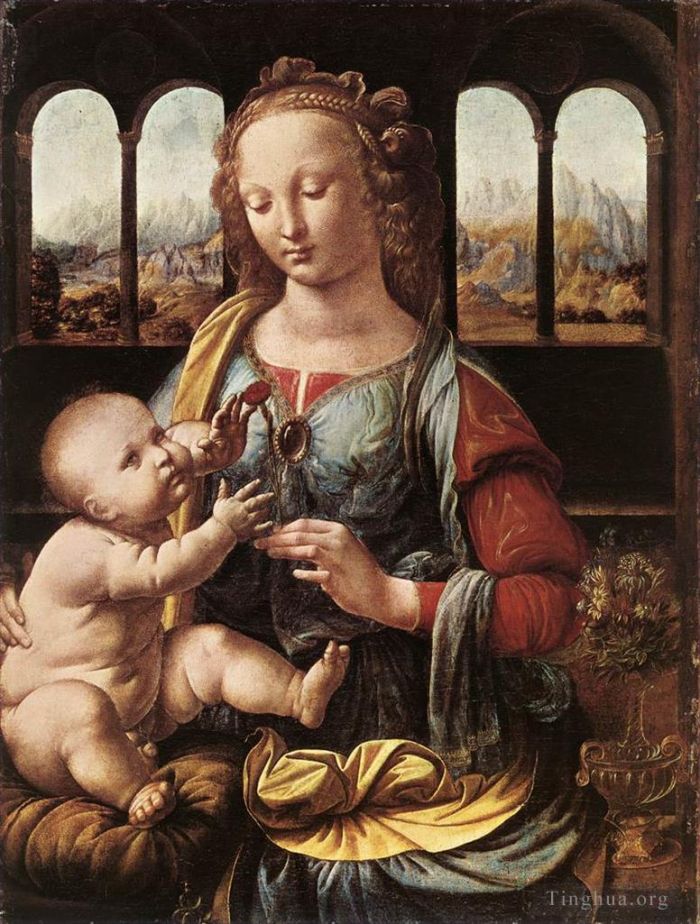 Leonardo da Vinci Oil Painting - The Madonna of the Carnation