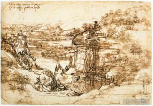 Artist Leonardo da Vinci's Work - Landscape drawing for Santa Maria della Neve on 5th August 1473