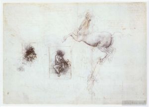 Artist Leonardo da Vinci's Work - Studies of Leda and a horse