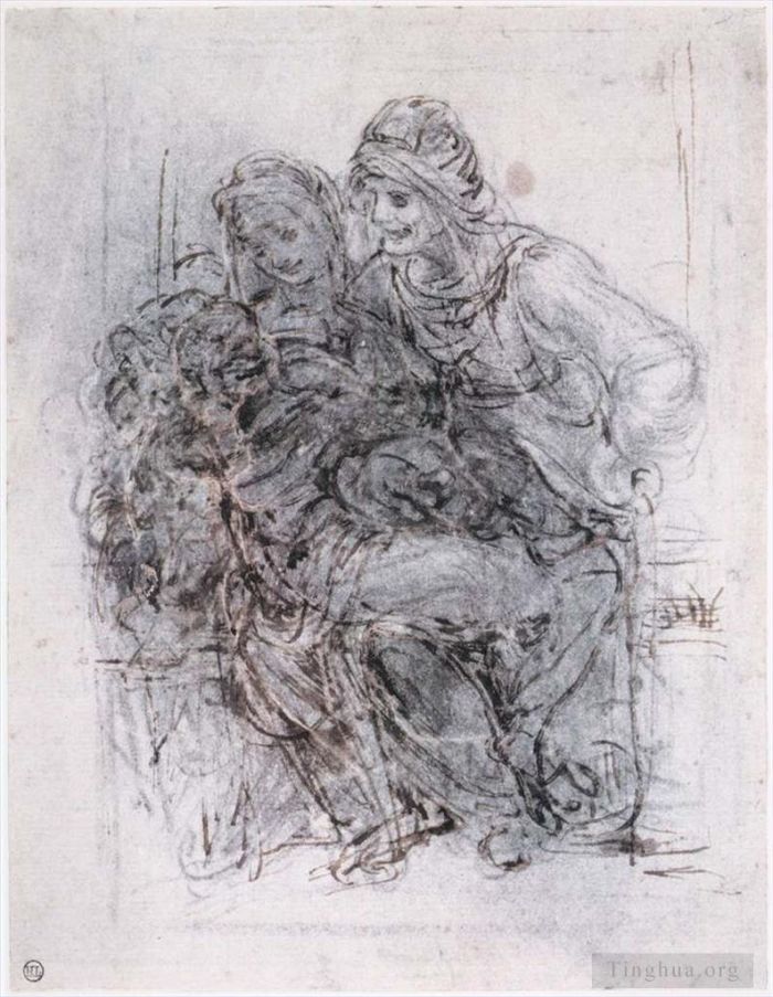 Leonardo da Vinci Various Paintings - Study of St Anne Mary and the Christ Child