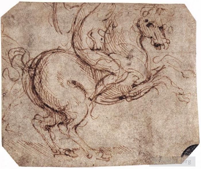 Leonardo da Vinci Various Paintings - Study of a rider