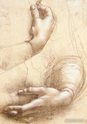 Artist Leonardo da Vinci's Work - Study of hands