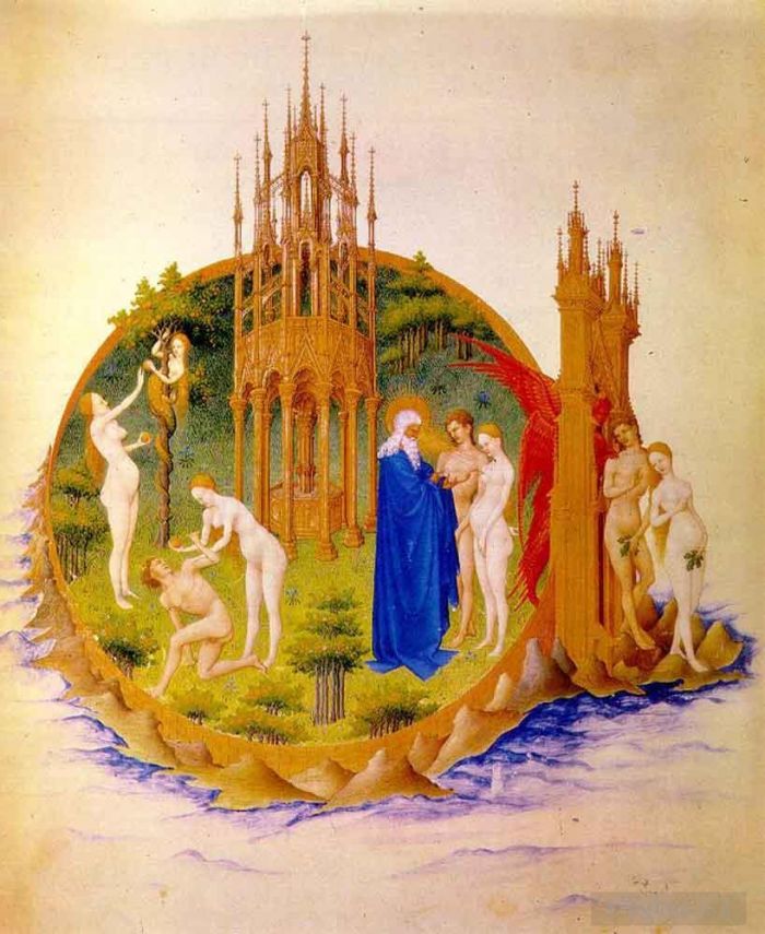 The Limbourg brother Various Paintings - The Fall And The Expulsion From Paradise