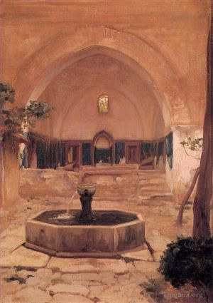 Artist Frederic Leighton's Work - Courtyard of a Mosque at Broussa 1867