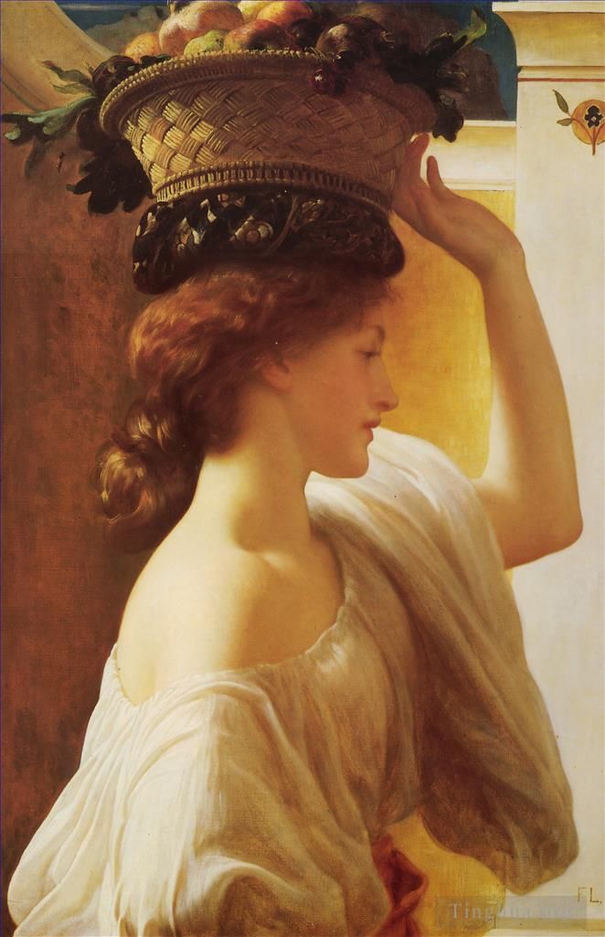 Frederic Leighton Oil Painting - Eucharis A Girl with a Basket of Fruit