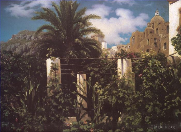 Frederic Leighton Oil Painting - Garden of an Inn Capri