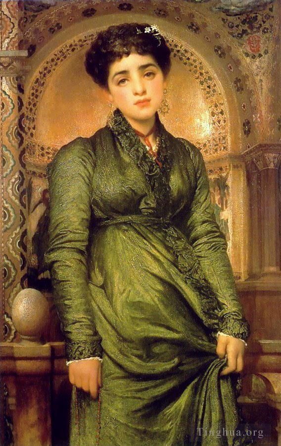 Frederic Leighton Oil Painting - Girl in Green