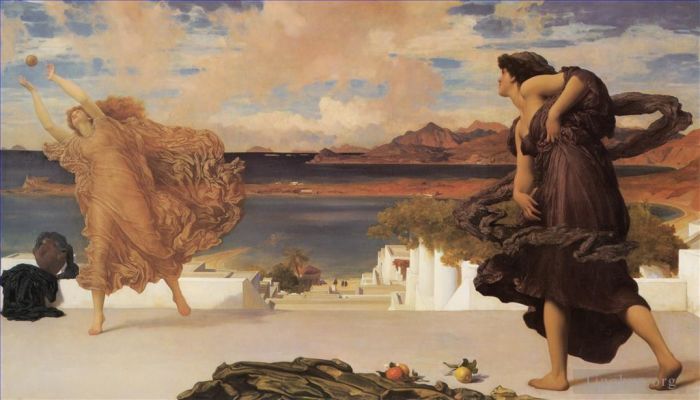 Frederic Leighton Oil Painting - Greek Girls Playing at Ball