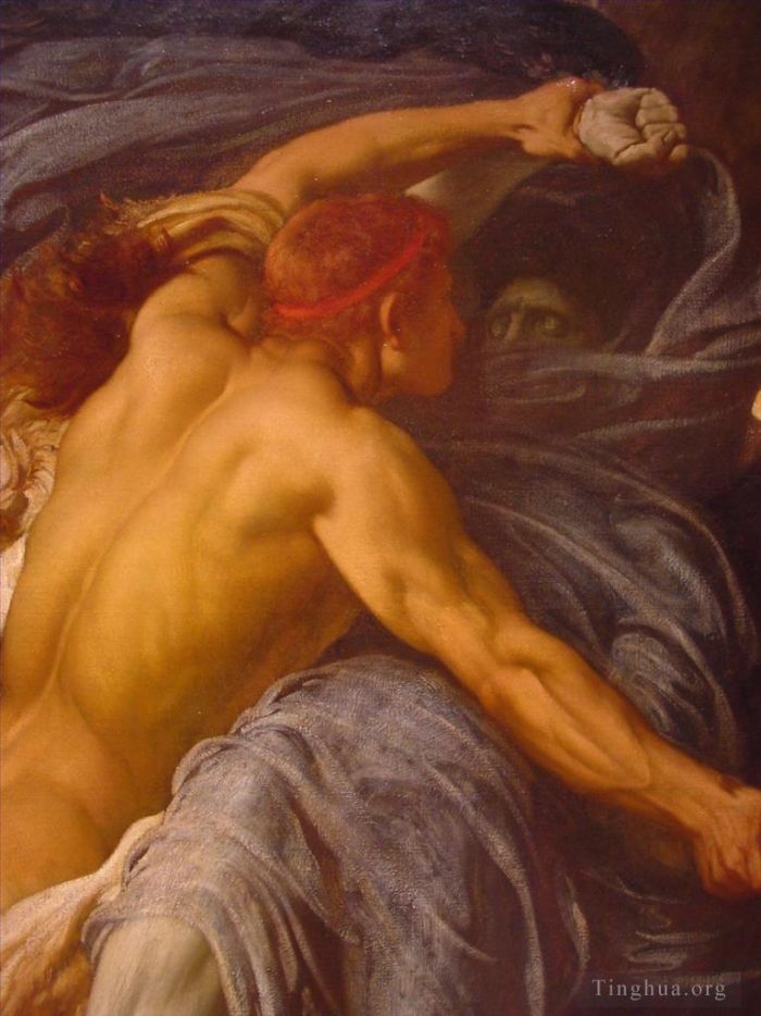 Frederic Leighton Oil Painting - Hercules Wrestling Death for the Body of Alcestis detail5