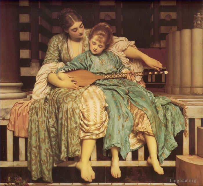 Frederic Leighton Oil Painting - Music Lesson