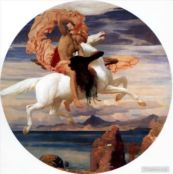 Frederic Leighton Oil Painting - Perseus on Pegasus hastening to the rescue of Andromeda 1895