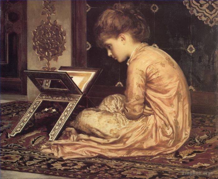 Frederic Leighton Oil Painting - Study At a Reading Desk