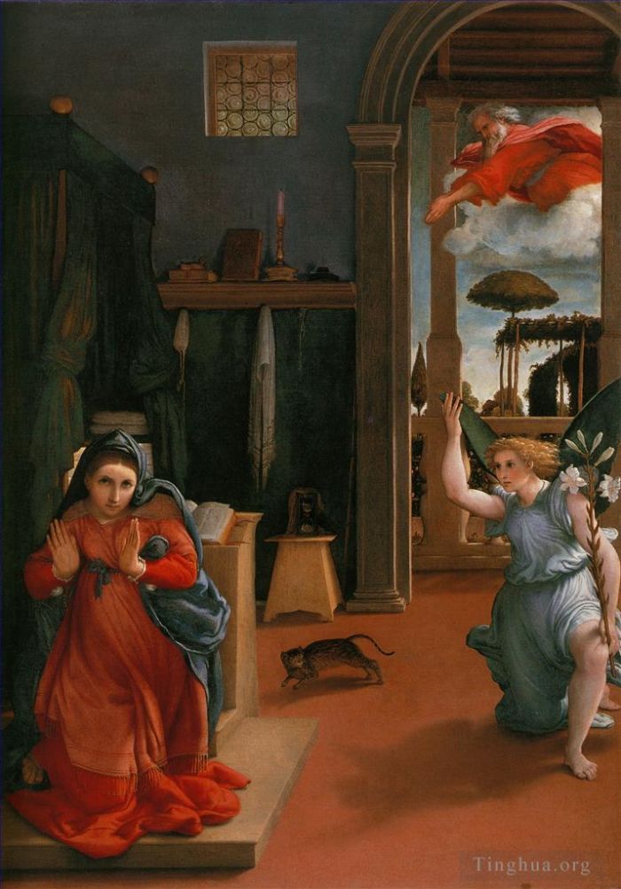 Lorenzo Lotto Oil Painting - Annunciation 1525