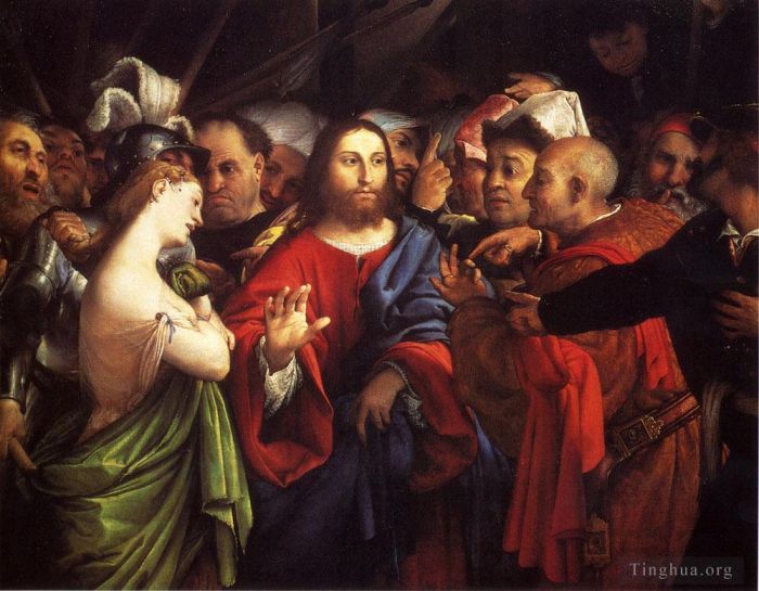 Lorenzo Lotto Oil Painting - Christ And The Adulteress