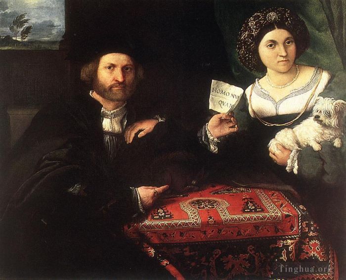 Lorenzo Lotto Oil Painting - Husband and Wife 1523