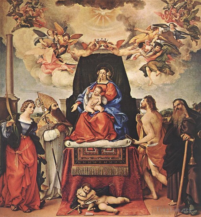 Lorenzo Lotto Oil Painting - Madonna and Child with Saints 1521II