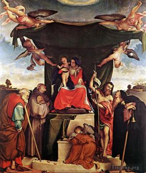 Artist Lorenzo Lotto's Work - Madonna and Child with Saints 1521