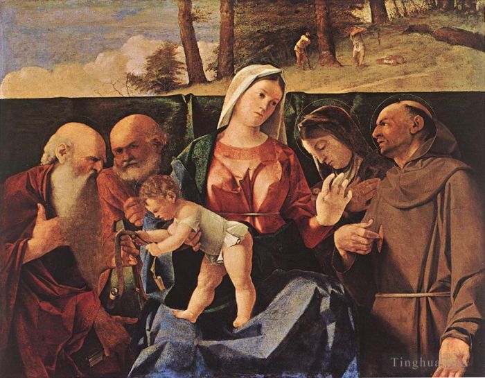 Lorenzo Lotto Oil Painting - Madonna and Child with Saints