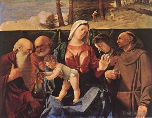 Artist Lorenzo Lotto's Work - Madonna and Child with Saints