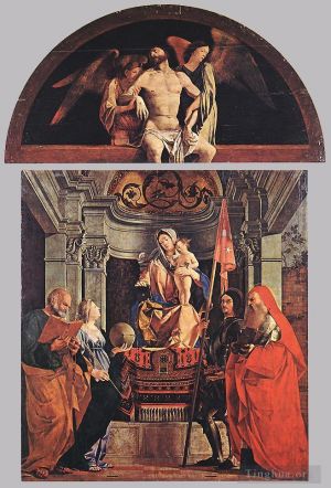 Artist Lorenzo Lotto's Work - Madonna and Child with Sts Peter Christine Liberale and Jerome