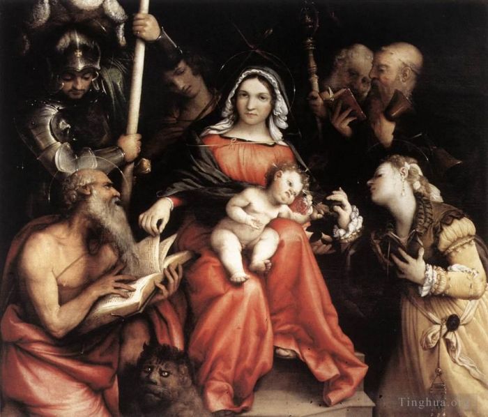 Lorenzo Lotto Oil Painting - Mystic Marriage of St Catherine 1524