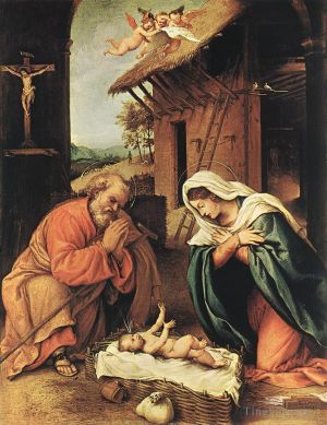 Artist Lorenzo Lotto's Work - Nativity 1523