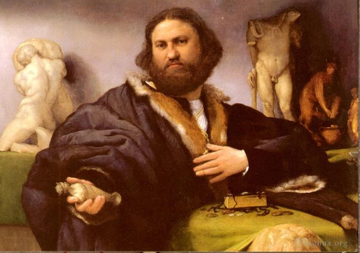 Lorenzo Lotto Oil Painting - Portrait Of Andrea Odoni