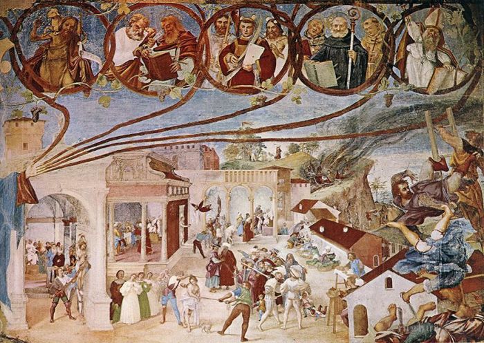 Lorenzo Lotto Oil Painting - Stories of St Barbara 1524