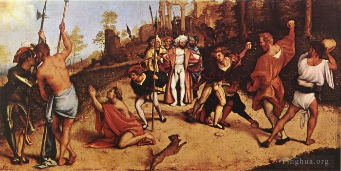 Lorenzo Lotto Oil Painting - The Martyrdom of St Stephen 1516