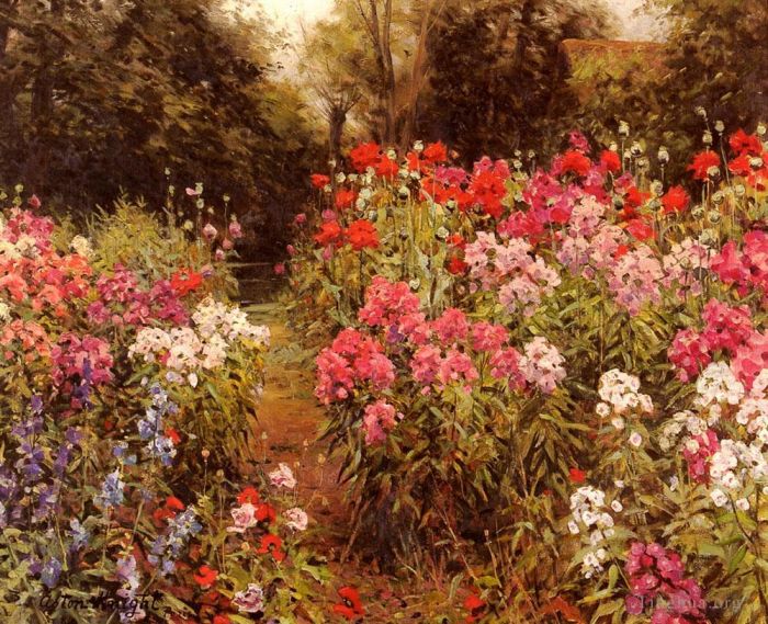 Louis Aston Knight Oil Painting - A Flower Garden