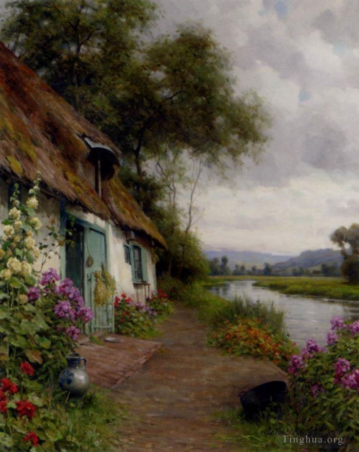 Louis Aston Knight Oil Painting - A Riverside Cottage