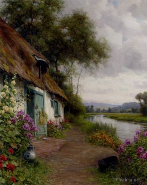 Artist Louis Aston Knight's Work - A Riverside Cottage