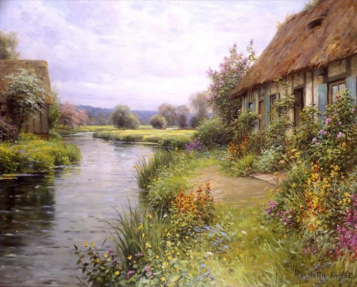 Louis Aston Knight Oil Painting - A bend in the river