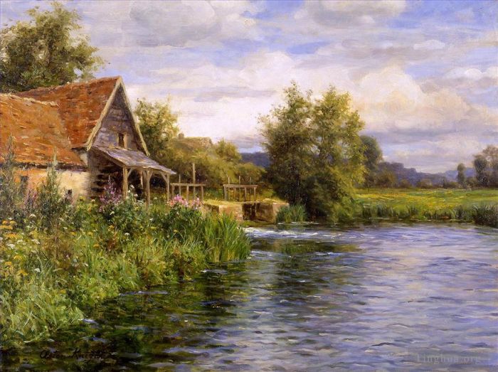 Louis Aston Knight Oil Painting - Cottage be the river