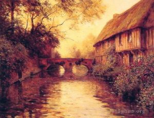 Artist Louis Aston Knight's Work - Houses by the River